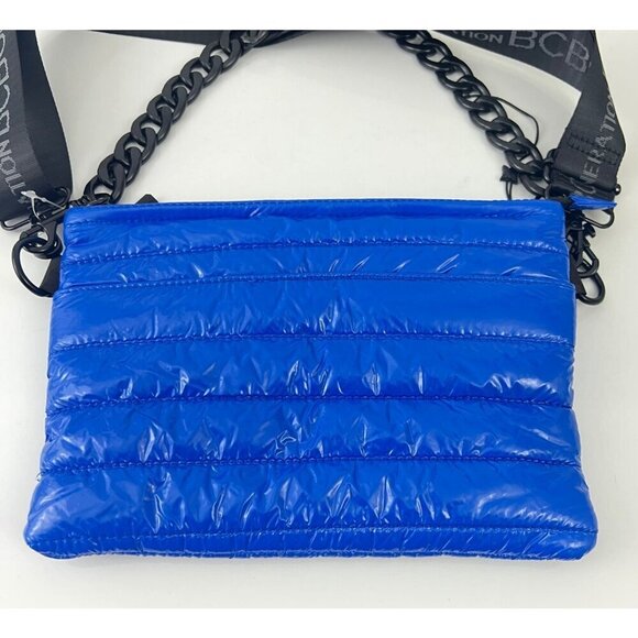 BCBGeneration Blue Quilted Puffer Crossbody Bag 2 in 1 Chain Strap Shoulder Bag - Picture 4 of 9